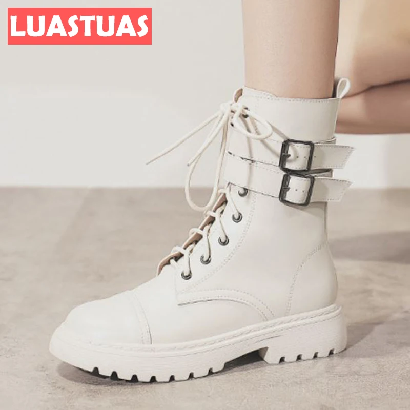 

LuasTuas 2022 New Women Ankle Boots Metal Buckle Winter Ladies Shoes Hot Short Boots Daily Vacation Ladies Footwear Size 34-43