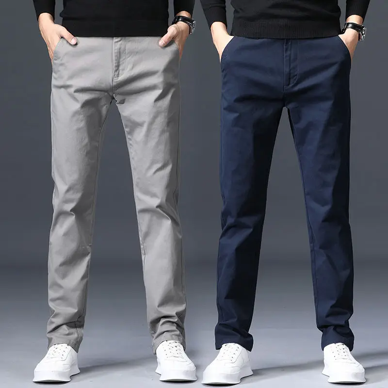 

Брюки мужские Стрейчевые с прямыми штанинами, свободные деловые повседневные Костюмные штаны, Стрейчевые дышащие, черные, C97, большие размеры, на лето