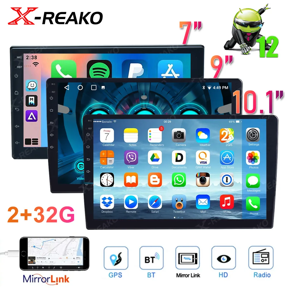 

X-REAKO 2G 32G 2Din 7 9 10 Inch Android Car Radio Universal Multimedia Player Carplay Android Auto Stereo Bluetooth GPS Wifi DSP