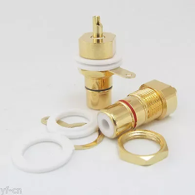

10pcs CMC Gold Plated Copper RCA Female Phono Jack Panel Mount Chassis Connector