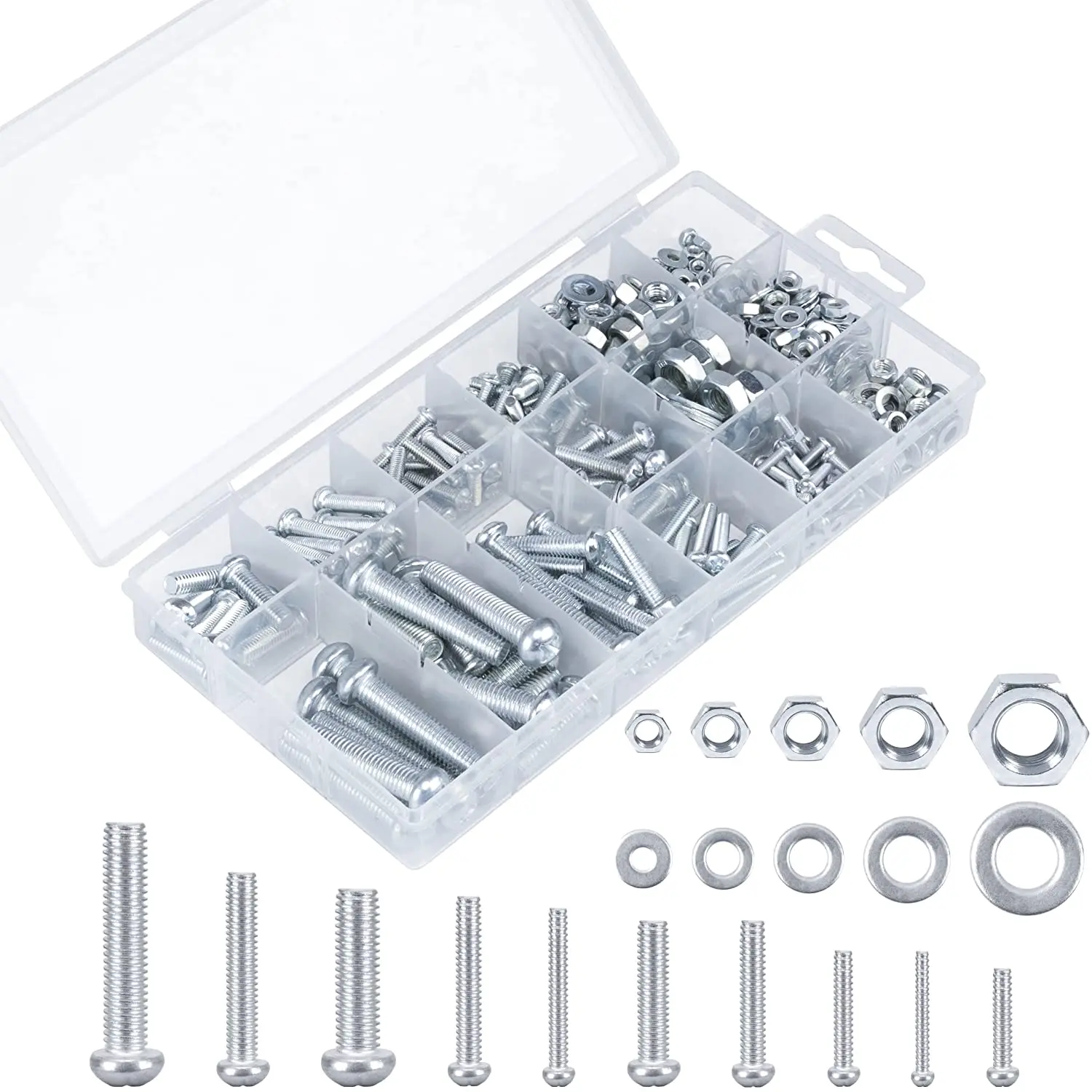 

Hardware nut and bolt combination kit with flat washer,