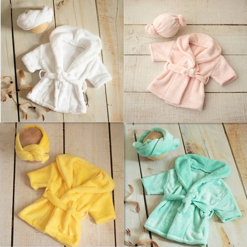 Set Baby Photography Props Baby Hooded Robe With Belt Baby B