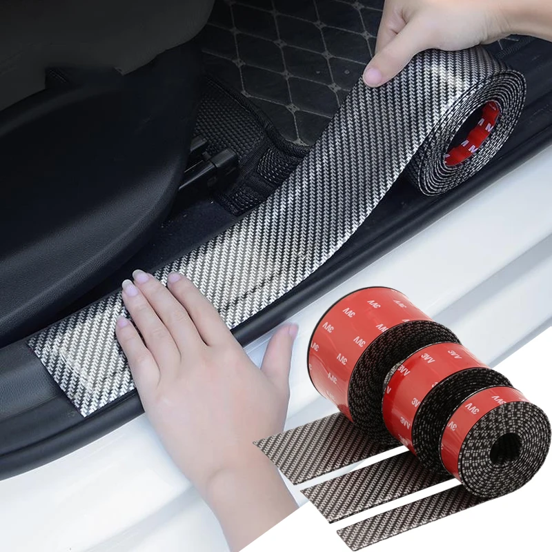 

1/2/3/4M Car Anti Collision Door Sill Protector Rubber Strip Carbon Anti-Scratch Car Threshold Protection Bumper Film Sticker