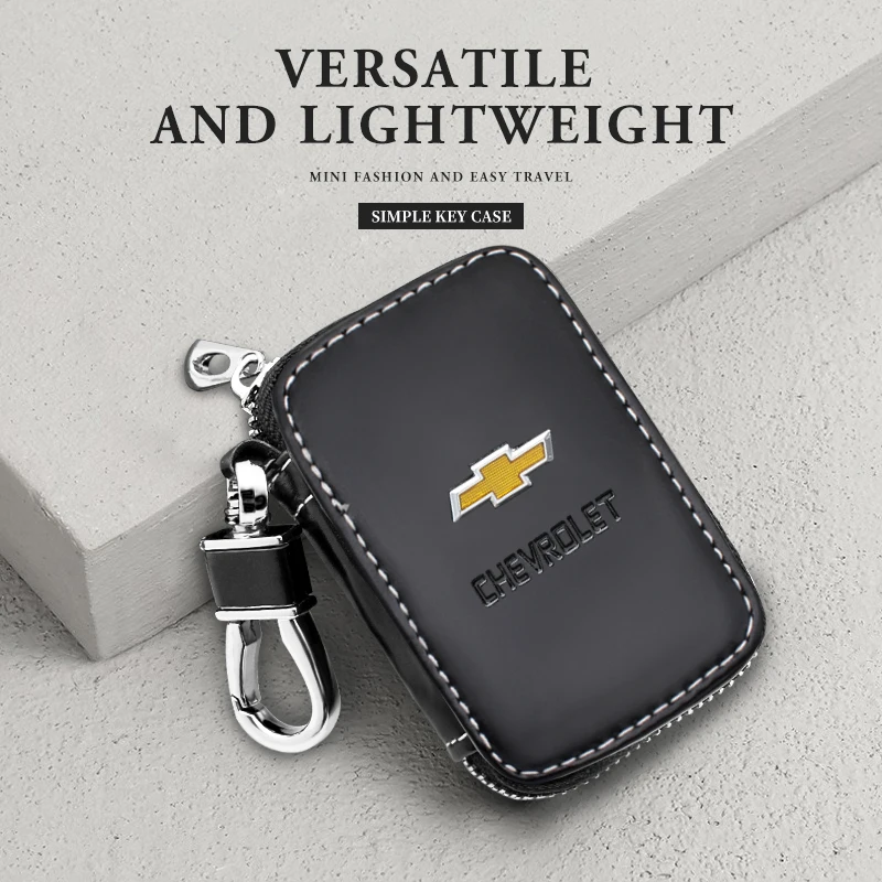 

1 Pcs Leather Car Key Wallet Zipper Keys Organizer Fashion Men Keychain Case For Chevrolet Cruze Lacetti Sonic Spark Sail Aveo