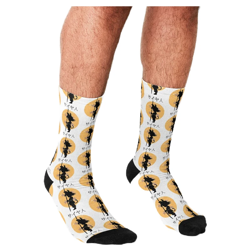 

Men's Funny socks Little Saiyan Printed Socks harajuku Men Happy hip hop Novelty cute boys Crew Casual Crazy Socks for men