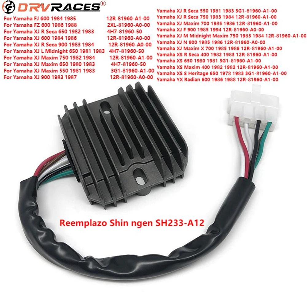 

Moto Voltage Regulator Rectifier For Yamaha XJ R Seca 550 3G1-81960-A1-00 4H7-81960-50 SH233-A12 XJ Maxim 750 12R-81960-A0-00