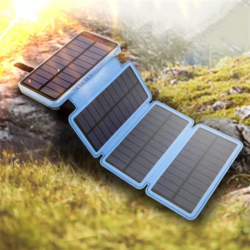

Folding Solar Power Bank 20000mAh Waterproof Portable 2.1A Fast Charging Poverbank Solar Panel Charger Powerbank for Smartphones