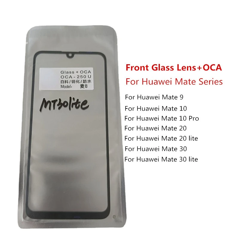 Touch Panel LCD Display Front Glass Cover Lens Repair Replace Parts + OCA Outer Screen for Huawei Mate 9 10 Pro 20 Lite 30