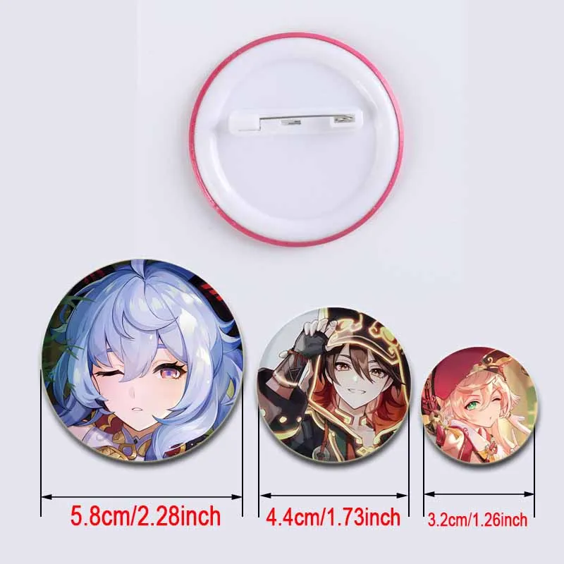Anime Genshin Impact Diona Lisa HuTao Venti YaeMiko Zhongli Characters Badge Button Pin Snap-on Brooches for Clothes Decoration