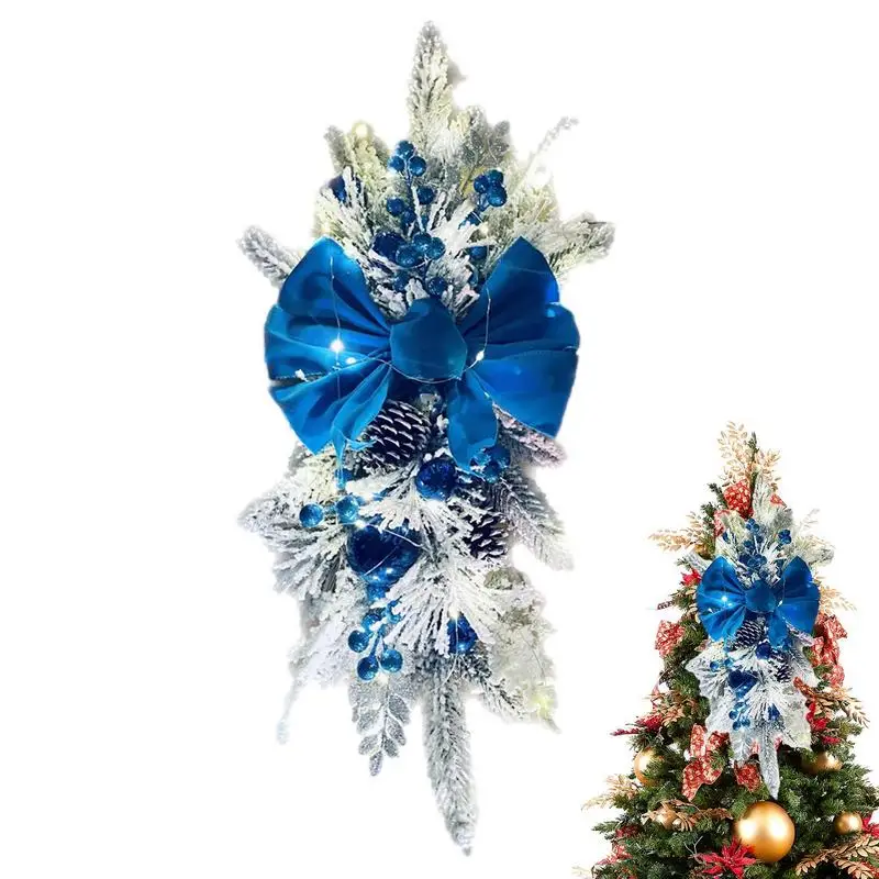 

Рождественский каплеобразный венок, беспроводная сказочная гирлянда, подсвеченный Рождественский венок, рождественские венки с натуральн...