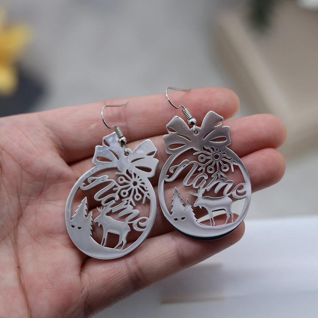 QIMING персонализированные рождественские серьги с индивидуальным именем
