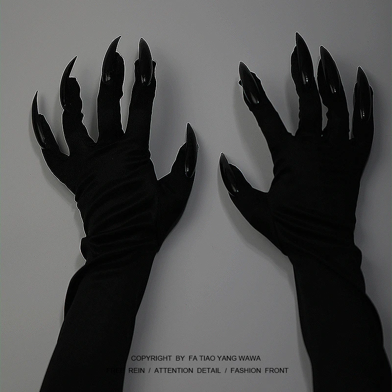 

Весенний дом! Темные длинные перчатки ведьмы Devil's dark nails