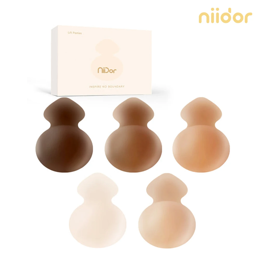 Niidor 5 Colors Lifting Up Silicone Invisible Nipple Covers Backless Adhesive Bra For Women Girls Push Up Strapless Sticky Bra