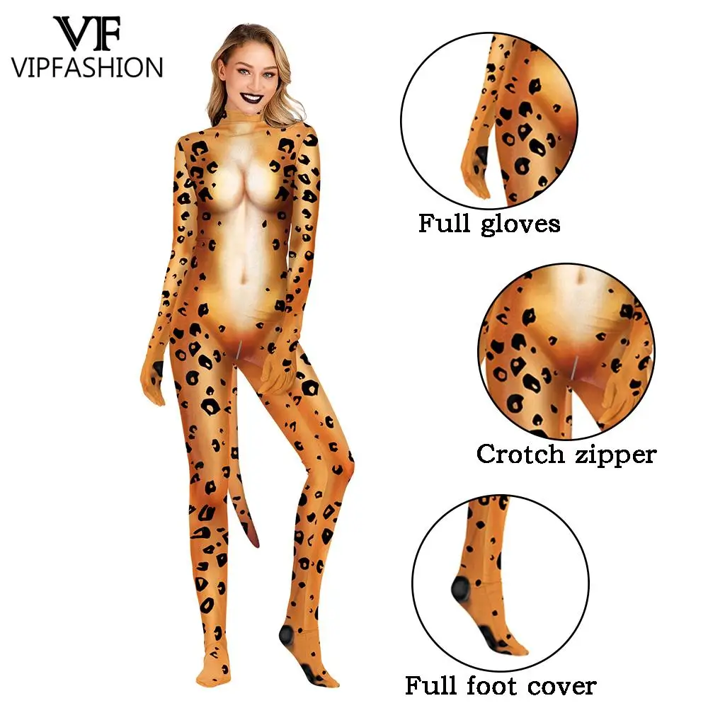 Костюм для косплея из спандекса модный Забавный костюм VIP с 3D леопардовым принтом