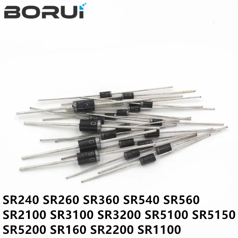 Выпрямительный диод 20 шт. SR240 SR260 SR360 SR540 SR560 SR2100 SR3100 SR3200 SR5100 SR5150 SR5200 SR160 DO-27 Шоттки