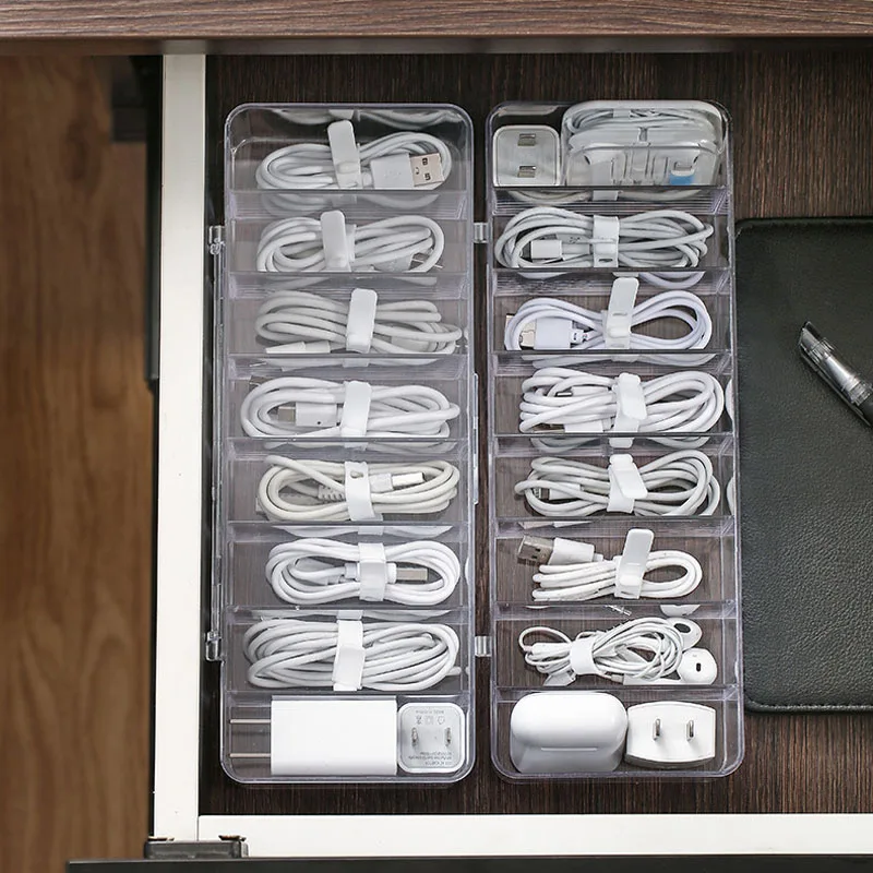 

Ящик для хранения кабеля, прозрачный пластиковый контейнер для хранения данных, Настольный органайзер для канцелярских принадлежностей, к...