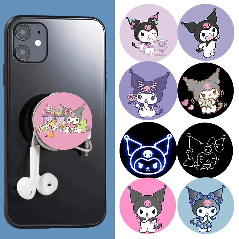 

Sanrio KUROMI Kawaii Popping Mobile Phone holder Lazy Custom Airbag Retractable Gift Phone Buckle Cute Paste Type Mobile Stand