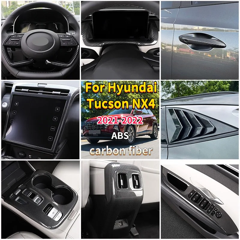 

For Hyundai Tucson NX4 21-22ABS carbon fiber Car Steering Wheel Armrest Window Control Panel Cover Trim Stickers Car Accessories