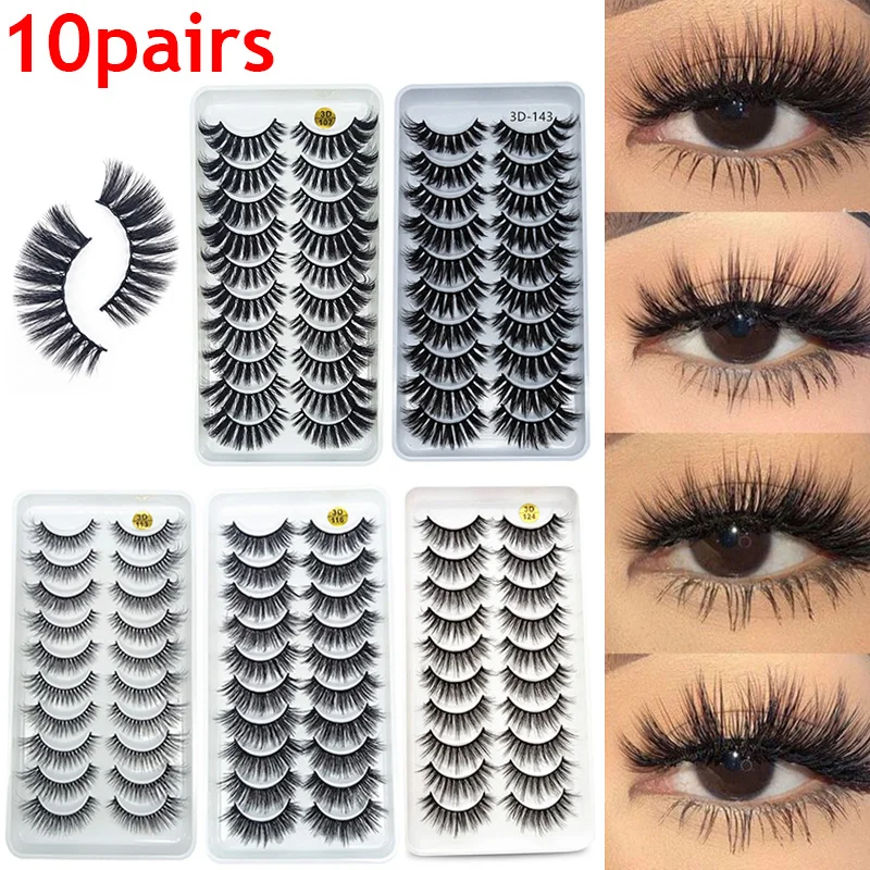 

10 Pairs False Eyelashes Long 3D Mink Hair Wispiy Fluffy Eye Lash Extension Women Beauty Natural Volume Fake Eyelashes Makeup