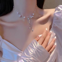 ins style korean new style all match temperament inlaid diamonds light luxury niche ladies pearl necklaceclavicular chain
