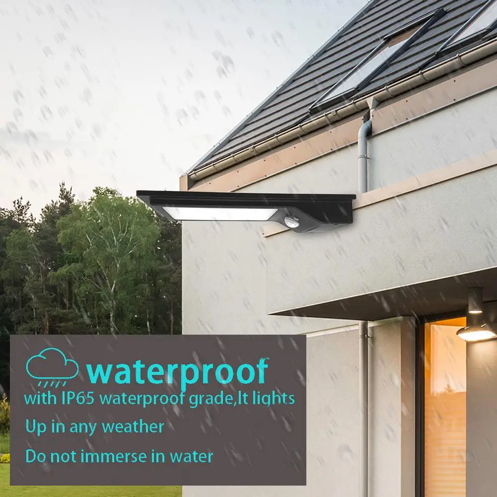 

42LED Solar Energy Powered Lamps PIR Motion Sensor Courtyard Light Outdoor Waterproof Remote Control Ultra-thin Wall Lamp