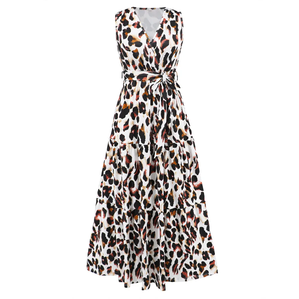 

Leopard Lace Up Dress Cocktail Party Fashion Dresses Large Women's Summer Dress
