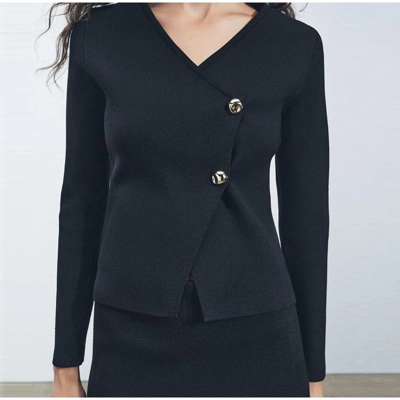 Модный вязаный кардиган свитера женские однотонные пуговицы трикотажные