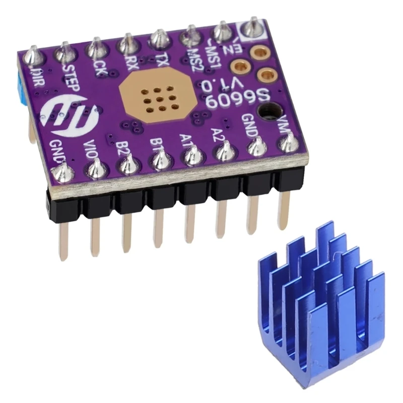 

Драйвер шагового двигателя для 3D-принтера S6609, модуль драйвера шагового двигателя на основе GC6609 с радиатором для 3D-принтера