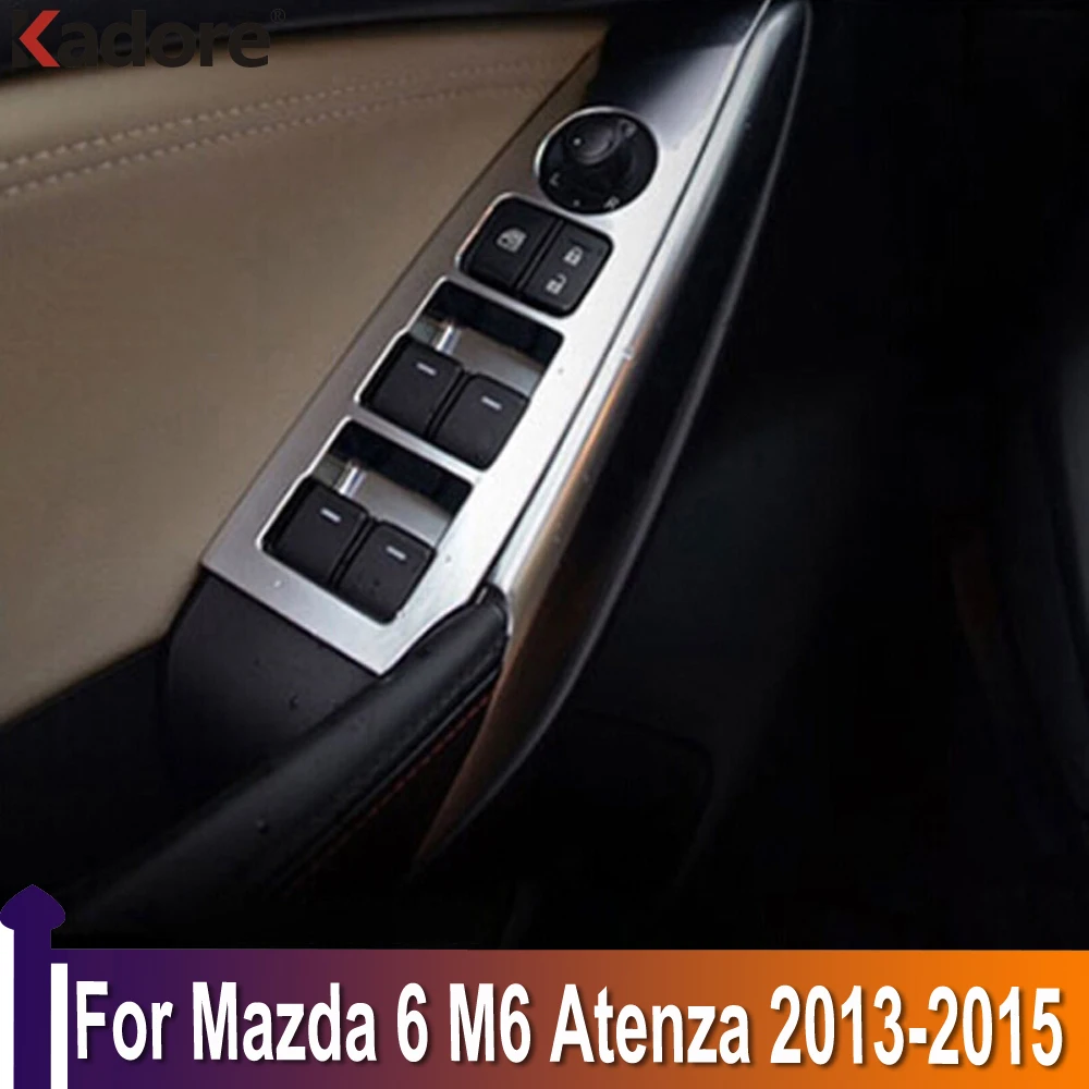 

Для Mazda 6 M6 Atenza 2013 2014 2015 кнопка переключения стеклоподъемника крышка отделка двери подлокотник Панель рамка аксессуары для интерьера матовы...