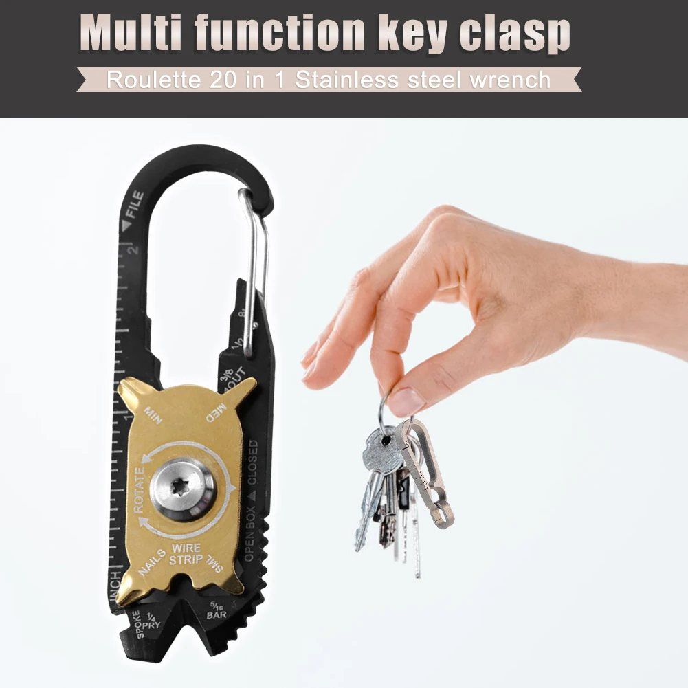 

20 in 1 Stainless Steel Wrench Screwdriver EDC Outdoor Emergency Survival Portable Multi-Functional Key Chain Pocket Tools Gift