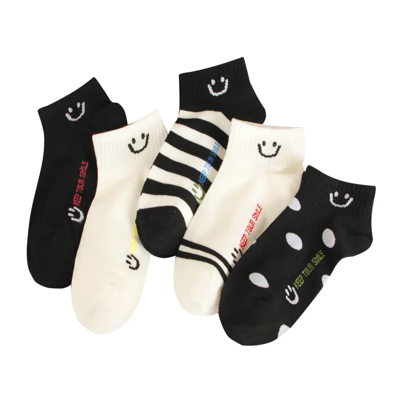 10 Pairs Low Tube Cotton Socks Woman Japanese Style Girl Ankle Socks Summer Fashion Printed Breathable Short Socks Funny Socks