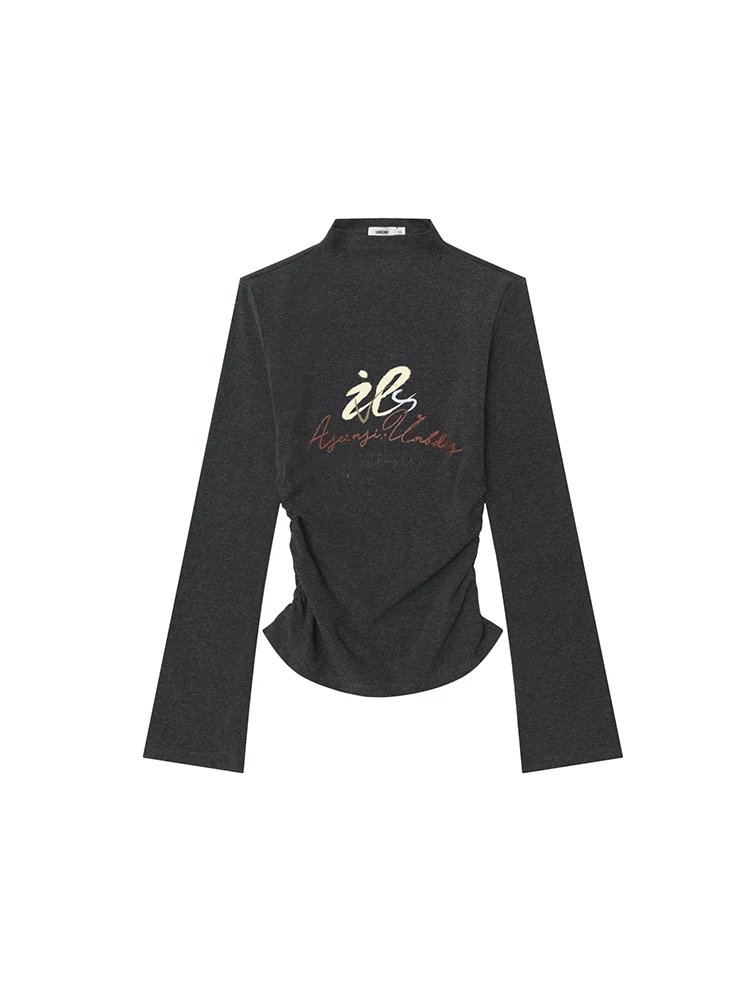 Американская обтягивающая нижняя рубашка женская футболка осень 2024 новинка