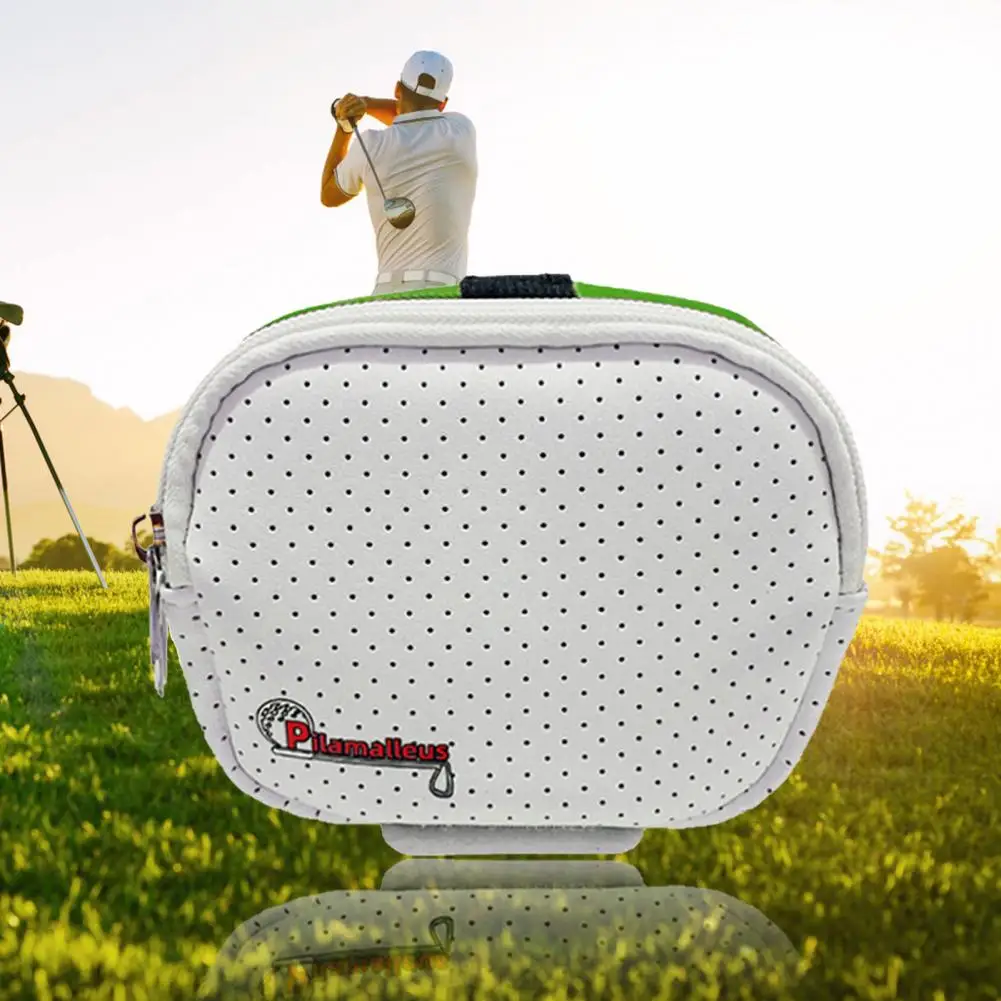 

Faux Leather Compact Practical Golf Ball Organizer Lightweight Golf Ball Pouch Zipper Design for Golf Lovers