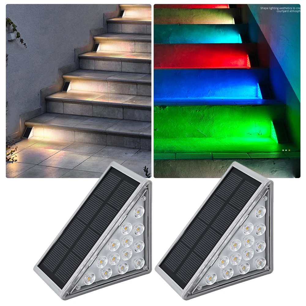 

Светодиодная лампа на солнечной батарее, уличный декоративный светильник для лестницы, водонепроницаемая лампа для украшения сада, 2 шт., IP67