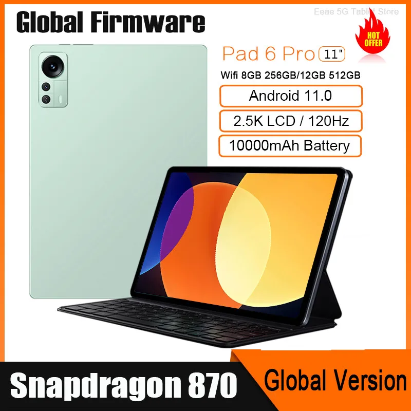 

Планшет Android 11, Snapdragon 870, 11 дюймов, 120 Гц, 12 Гб, 512 ГБ, 10000 мАч