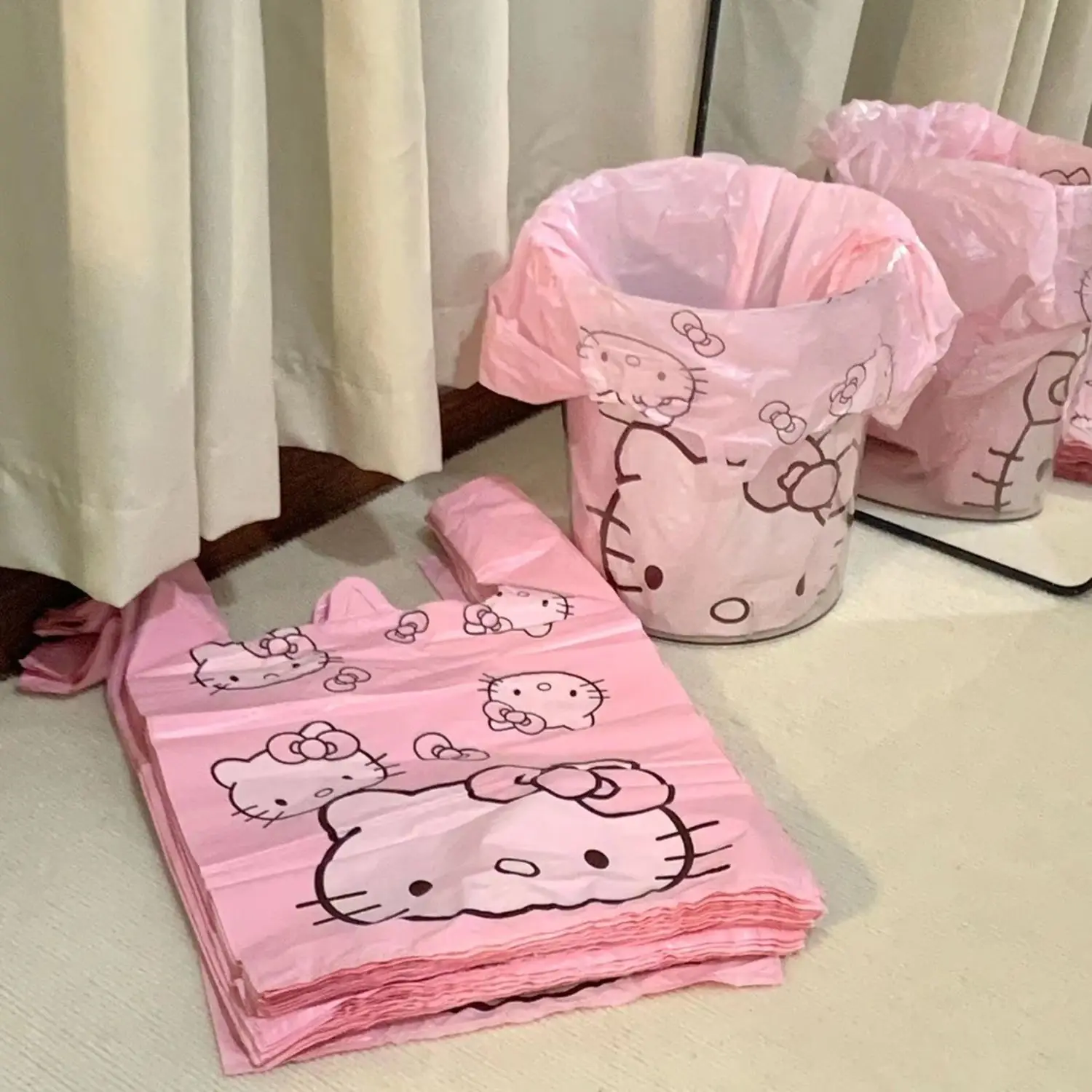 

50/100 шт., мешок для мусора с рисунком Hello Kitty