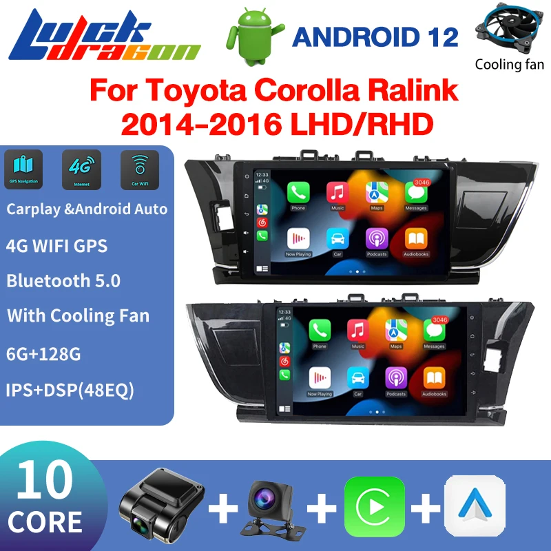 

Автомагнитола 2DIN на Android для Toyota Corolla Ralink 2014-2018 LHD RHD Android 12, автомобильное стерео радио, мультимедийный видеоплеер, навигация