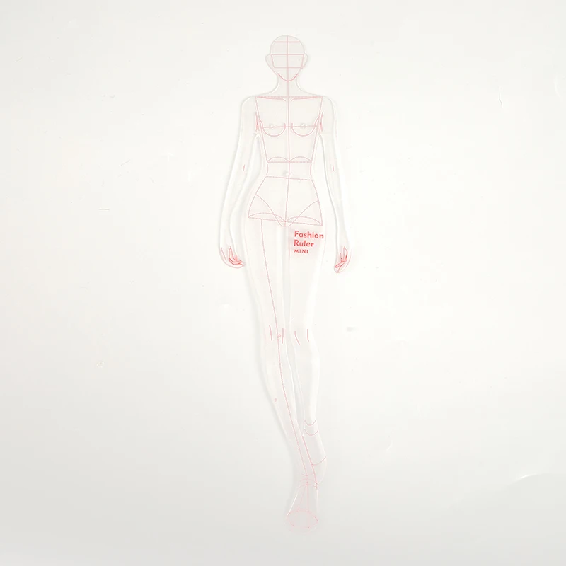 Женский модный шаблон с изображением линейки для иллюстрации скетчинга