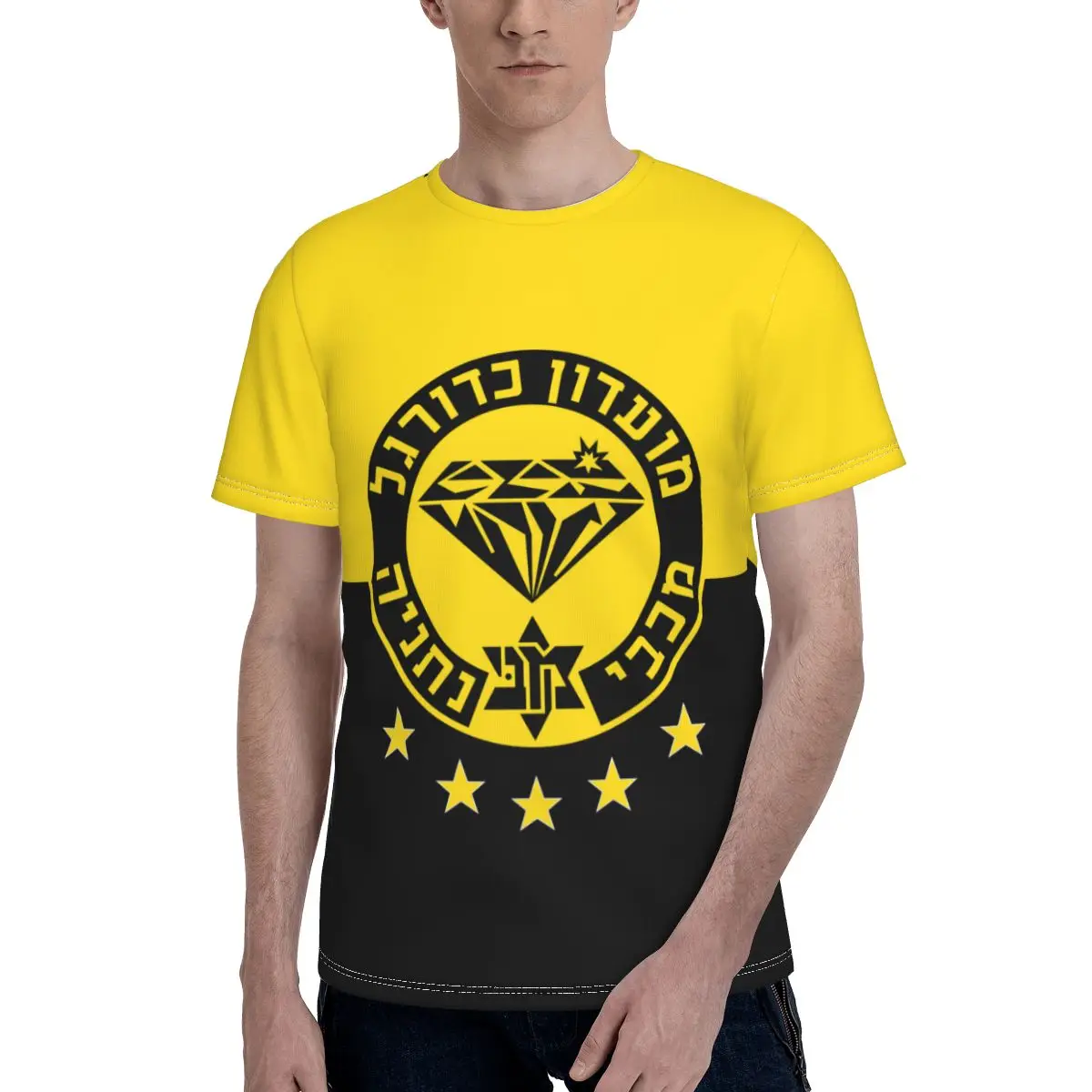 

Israel Maccabi Tel Aviv Fc Men's Print Short-Sleeve Tee Crewneck T-Shirt