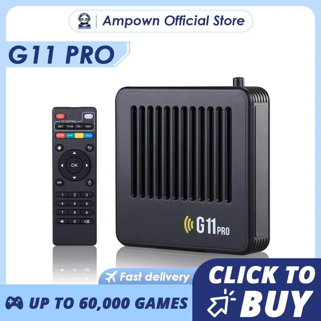 Ampown G11 Pro Video Game Box Retro Game Console 256G Built in 60000 Retro Games Ultra Low Latency Wireless Controller 4K Output