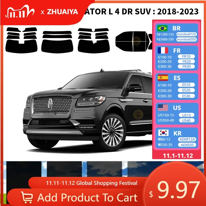 

Нанокерамическая Автомобильная УФ-пленка Precut для окон, автомобильная оконная пленка для LINCOLN NAVIGATOR L 4 DR SUV 2018-2023