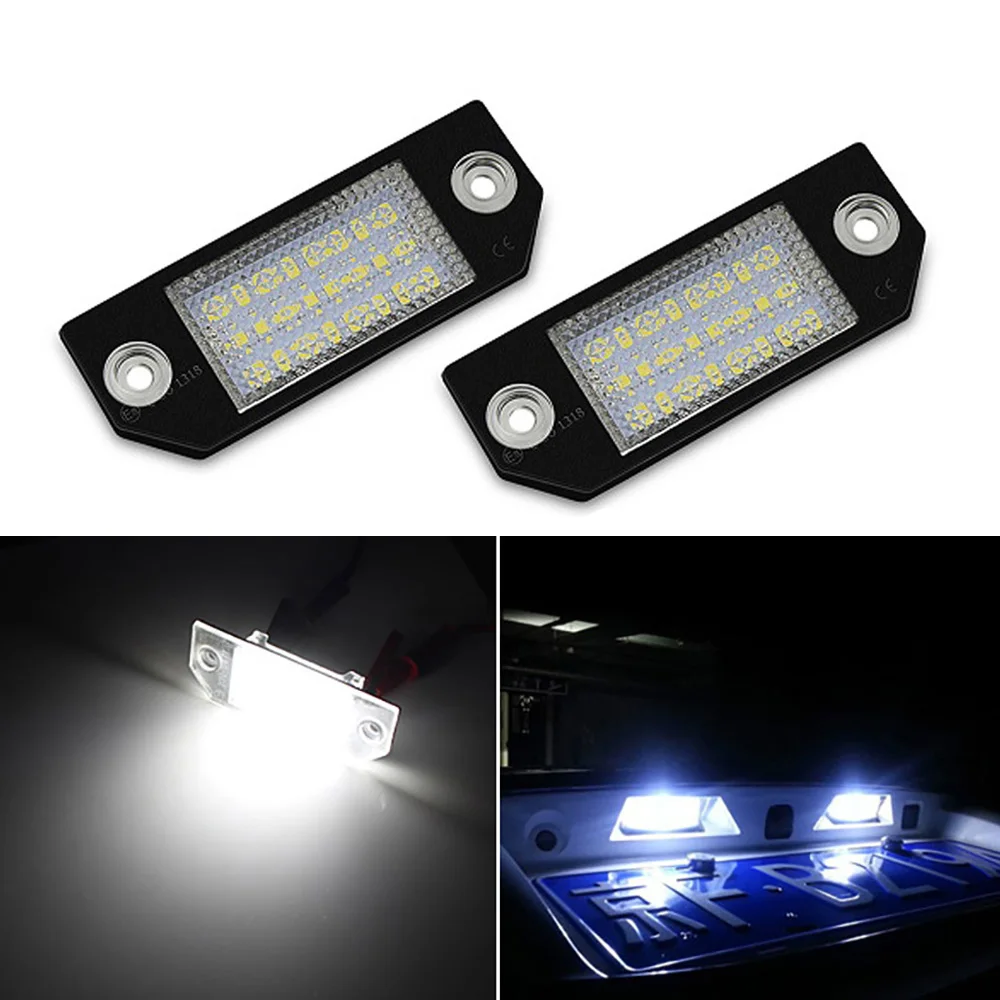 

2 Pcs CANBUS LED Car Number License Plate Light Lamp Assembly Auto Tail Lighting For Ford Focus C-MAX MK2