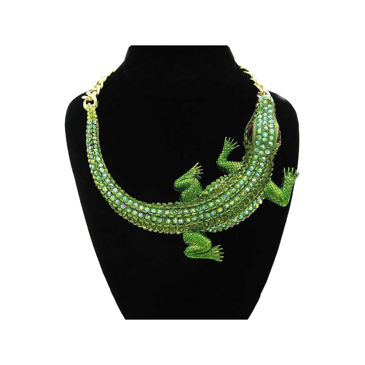 

1Pc Retro Large Crocodile Necklace with Diamond-Encrusted Collarbone Chain False Collar