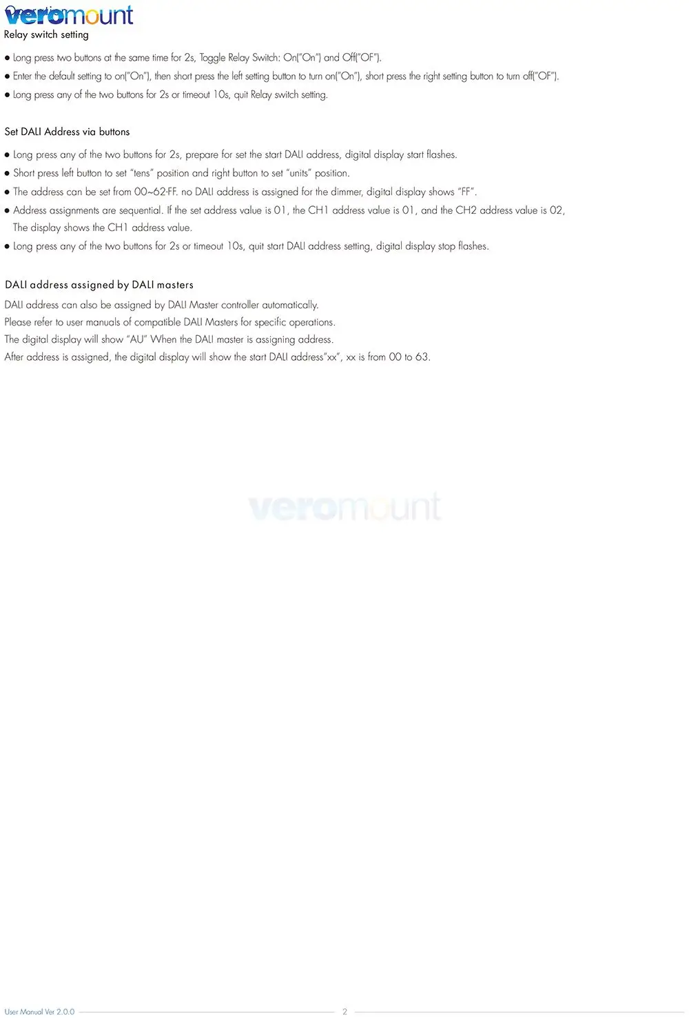 Skydance DH 2 DALI Контроллер переключателя переменного тока Адрес DT7 Диммер