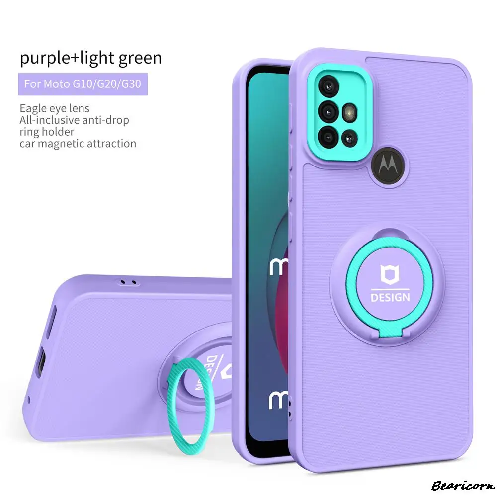 high quality protective phone case for motorola moto g10 g20 g30 e7 e7i power car magnetic with ring stand soft silicone cover free global shipping