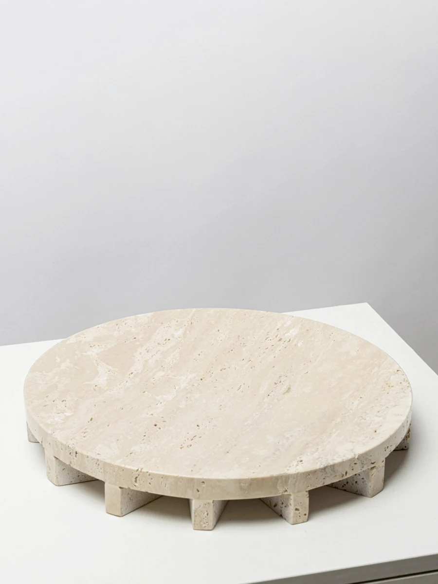 Поднос для хранения из желтого травертина минималистичный средневековый