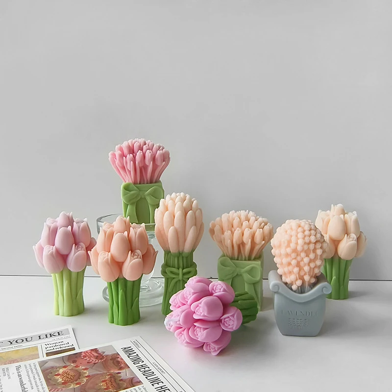 3D ведро тюльпана силиконовая форма сделай сам цветы ароматическое мыло ручная