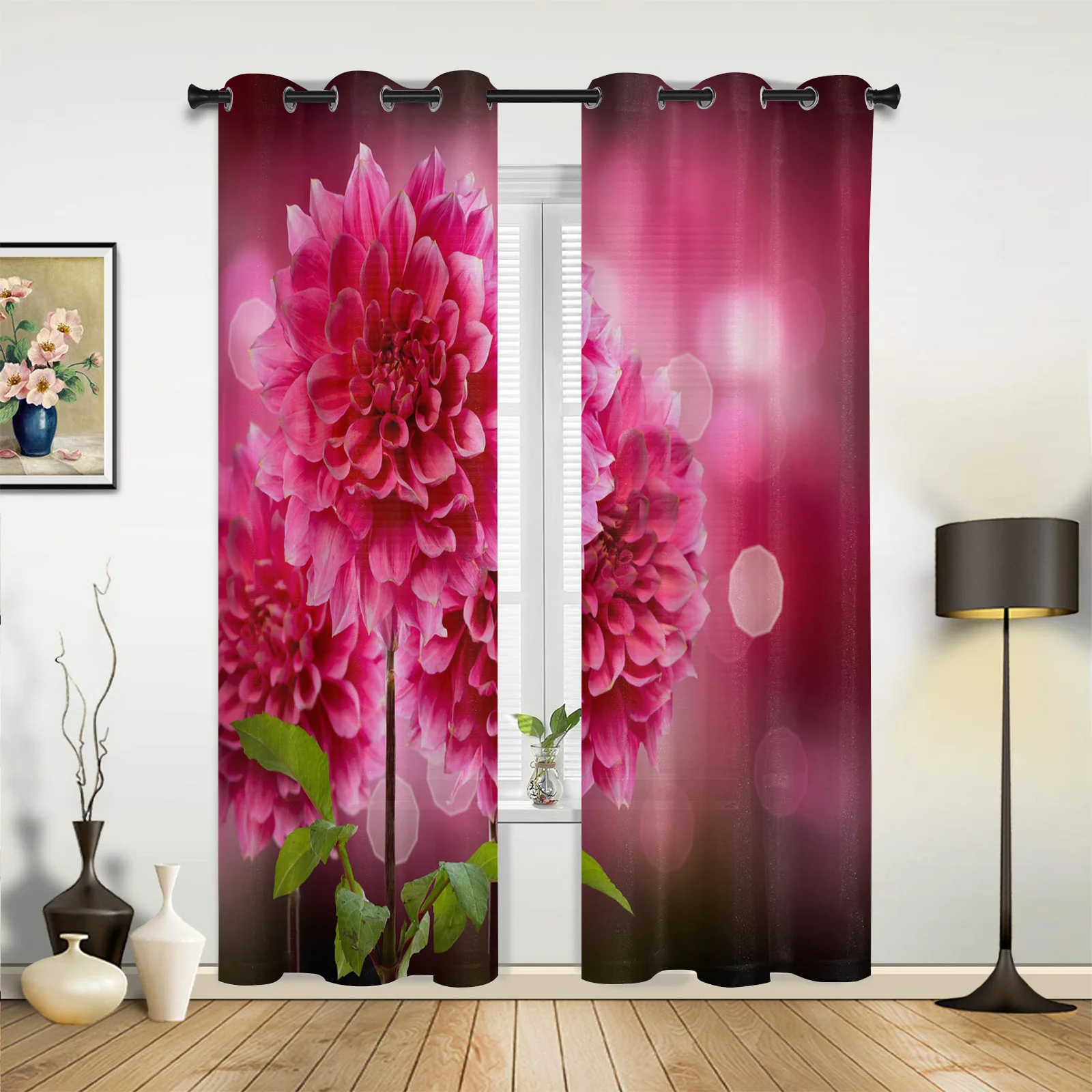 

Red Flowers Leaves Plant Curtains for Bedroom Living Room Drapes Kitchen Children's Room Window Curtain Modern Home Decor