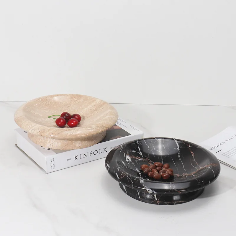 Натуральный Мрамор круглая тарелка с высоким основанием для фруктов необычные