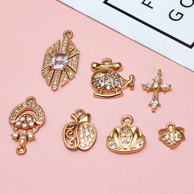 1 шт. инкрустированный цирконием медный небольшой самолет Любовь Стразы Крест